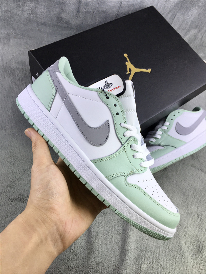 New Men Air Jordan 1 Low Neutral Grey Green Shoes